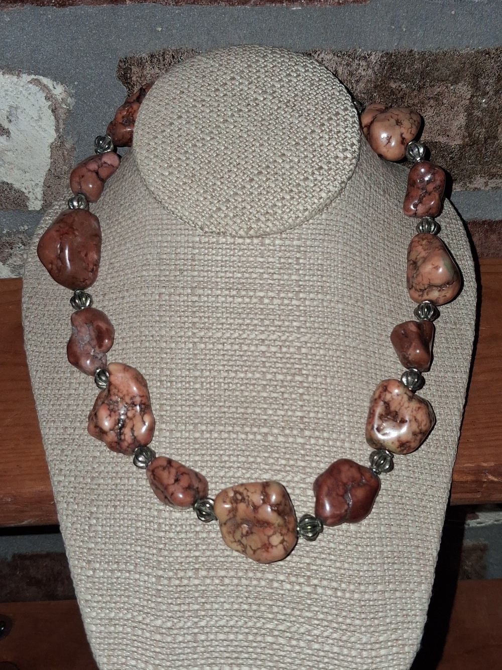 Brown Natural Stone Beaded Necklace for Women